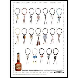 1991 Dekuyper Cactus Juice Margarita Schnapps Vintage Print Ad Bolo Tie Wall Art